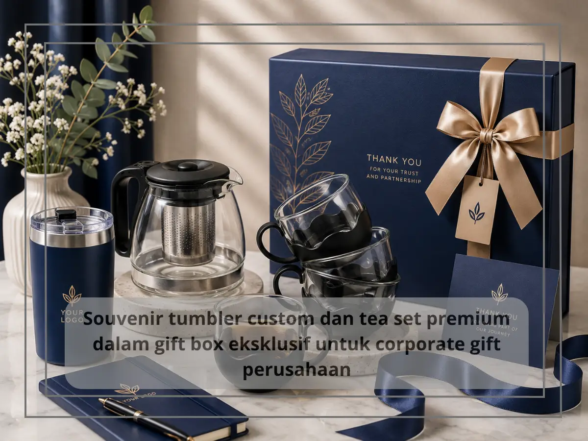 Strategi Branding Premium: Hampers Tea Set & Tumbler Custom Navy